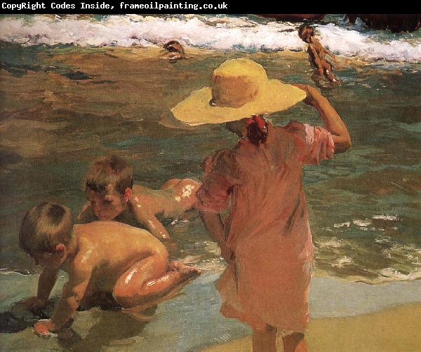 Joaquin Sorolla Children swimming beach